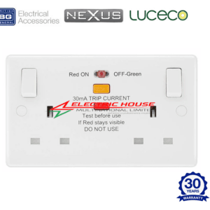 BG White Molded 13A Double Socket with RCD 822RCD