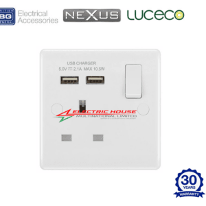 BG Nexus White Molded 13A Single USB Socket 821U2