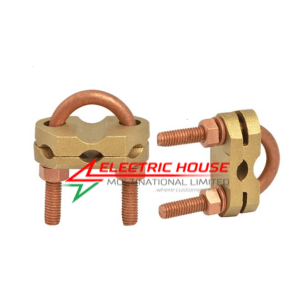 Copper U Bolt Earth Rod to Copper Wire Clamp