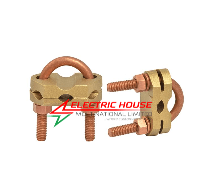 Copper U Bolt Earth Rod to Copper Wire Clamp