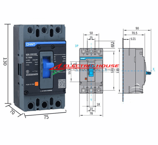 3 Pole 100Amp Chint MCCB NXM Molded Case Circuit Breaker