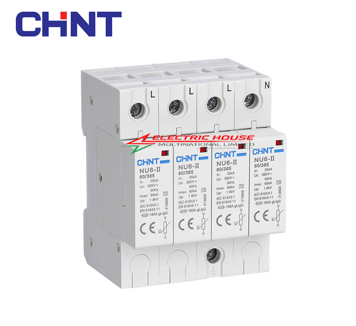 Chint NU6-II-G/F-3PN Lightning Arrester Protector Breaker 4 Pole