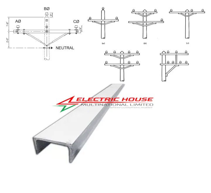 U-Channel Iron Cross Arm Transmission Line & Overhead line