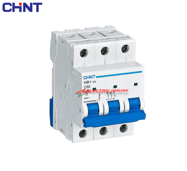 Reliable Chint 50 Amp Three-Pole Miniature Circuit Breaker (MCB)